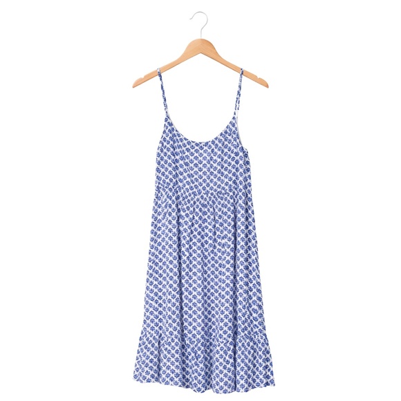 Lulus Grecian Getaway Blue And White Print Mini Dress - Size L - Picture 2 of 7